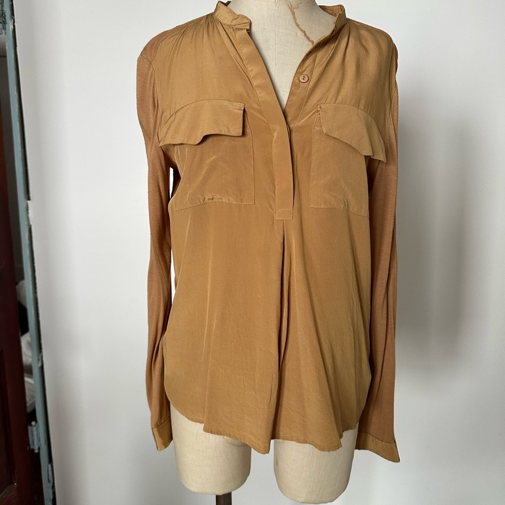 Tibi Camel Button-Up Blouse